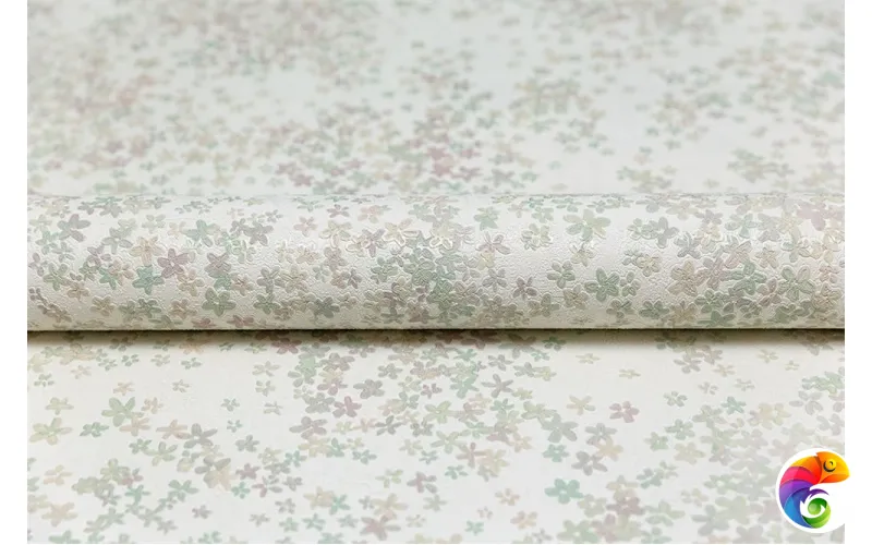 KM7505 Обои виниловые Апрель мотив-1, белый цветной 1,06х10 (1, Т B) прямая стыковка