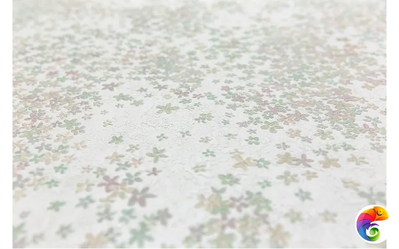 KM7505 Обои виниловые Апрель мотив-1, белый цветной 1,06х10 (1, Т B) прямая стыковка