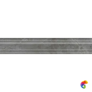BLF026R Бордюр Багет Риальто серый тёмный глянцевый обрезной 40x7,3x2,7