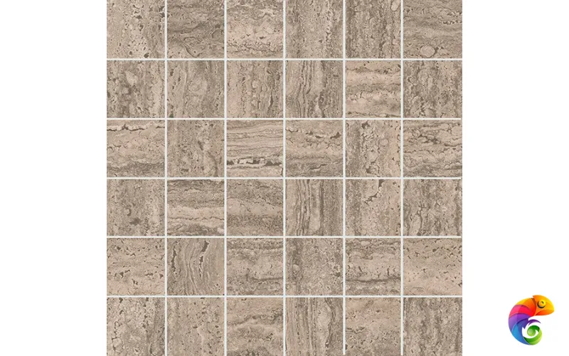 KMD2MSA010GR Декор Про Травертин мозаичный бежевый тёмный матовый обрезной 30x30x0,9