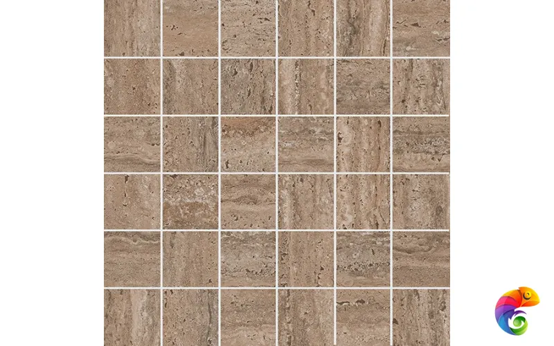KMD2MSA019GR Декор Про Травертин мозаичный коричневый светлый матовый обрезной 30x30x0,9