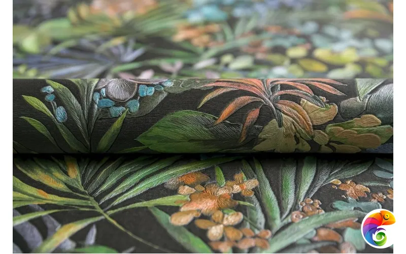 KM5905 Обои виниловые Джангл мотив, чёрный цветной (1, Т F)