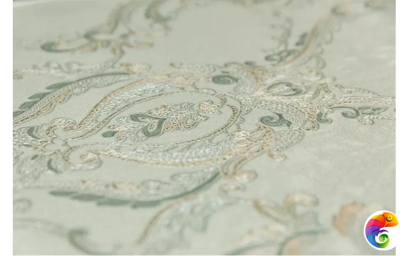 KM7705 Обои виниловые Ориент мотив, зелёный (1, Т B) прямая стыковка