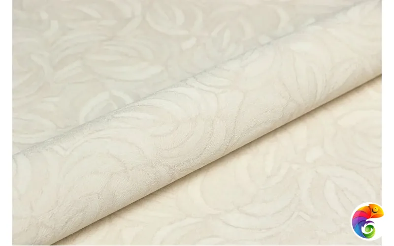 KM8611 Обои виниловые Мираж,  база универсальная,бежевый светлый, листья (1, Т A) смещённая стыковка