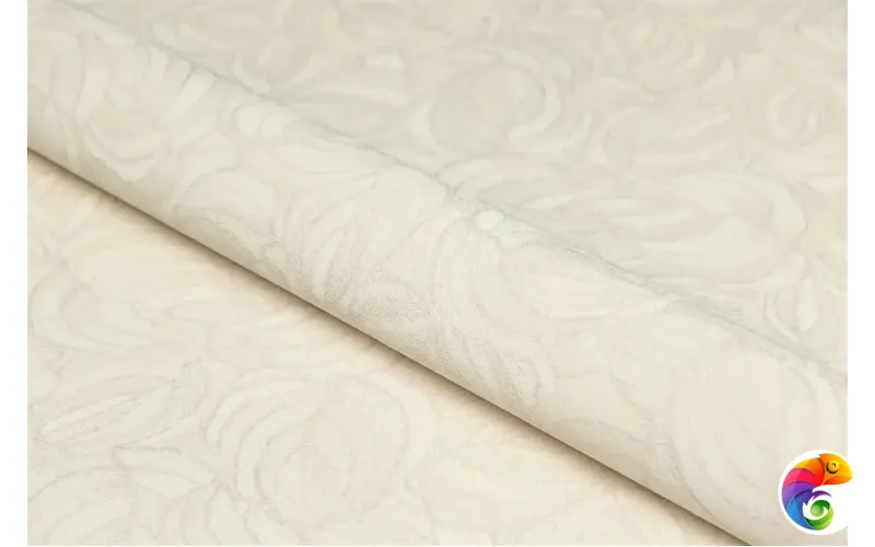 KM8611 Обои виниловые Мираж,  база универсальная,бежевый светлый, листья (1, Т A) смещённая стыковка