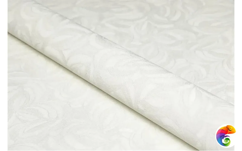 KM8612 Обои виниловые Мираж,  база универсальная,белый, листья (1, Т A) смещённая стыковка