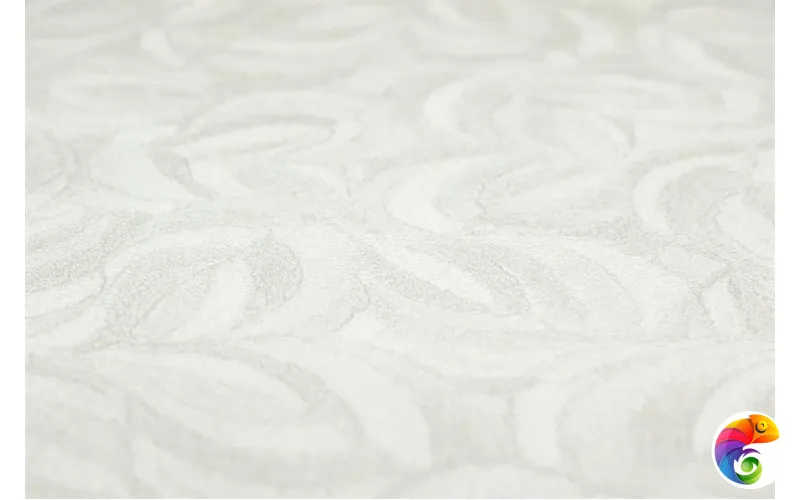 KM8612 Обои виниловые Мираж,  база универсальная,белый, листья (1, Т A) смещённая стыковка