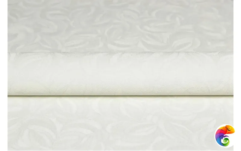 KM8612 Обои виниловые Мираж,  база универсальная,белый, листья (1, Т A) смещённая стыковка