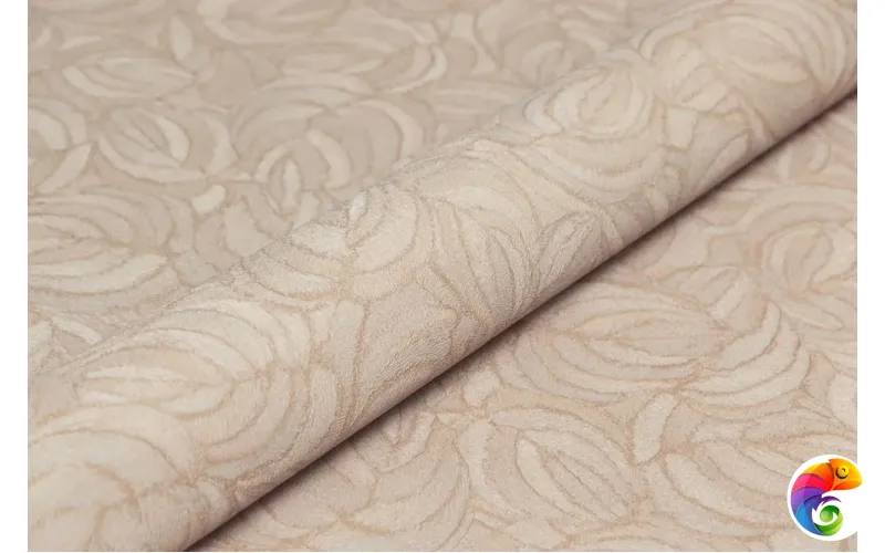 KM8613 Обои виниловые Мираж,  база универсальная,бежевый, листья (1, Т A) смещённая стыковка