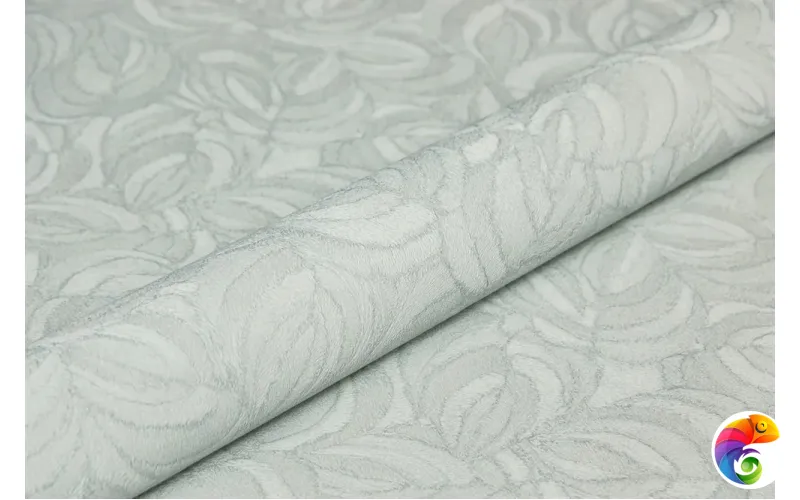 KM8617 Обои виниловые Мираж,  база универсальная,голубой, листья (1, Т A) смещённая стыковка