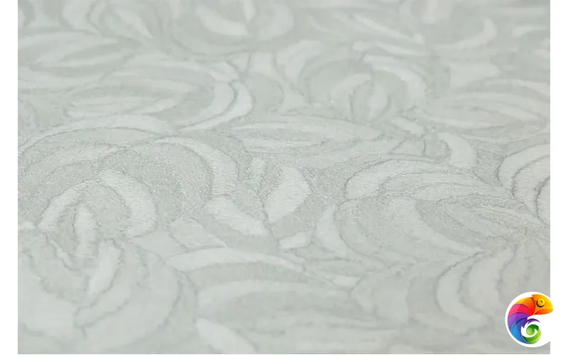 KM8617 Обои виниловые Мираж,  база универсальная,голубой, листья (1, Т A) смещённая стыковка