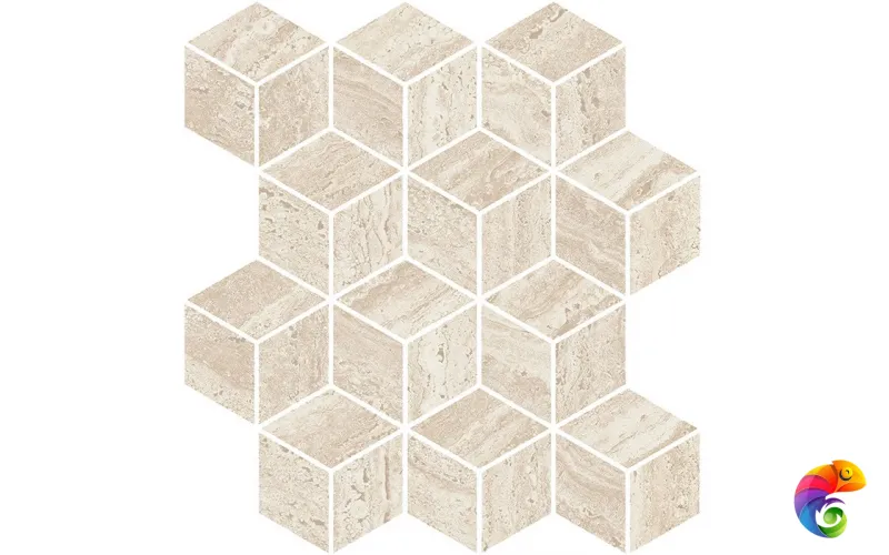 KMD2MSM015BR Декор Про Травертин мозаичный бежевый светлый матовый обрезной 34,5x37x0,9