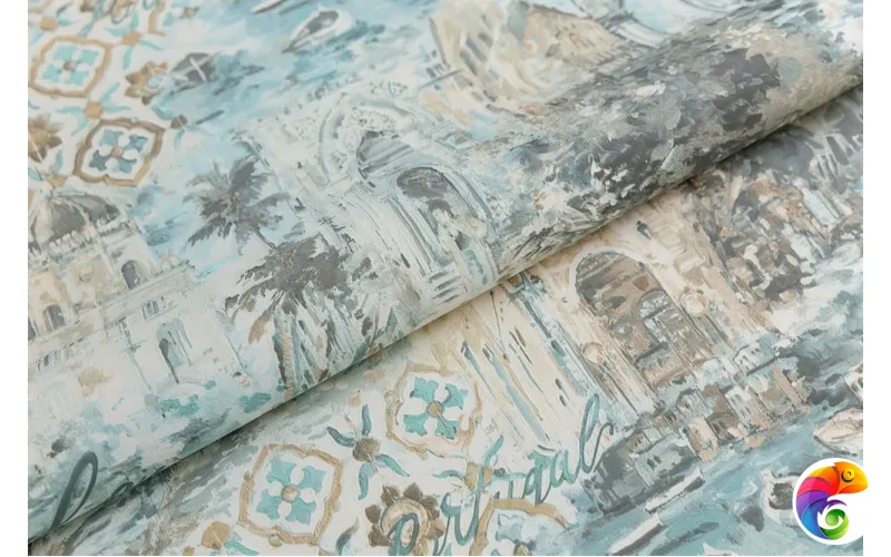 KM6603 Обои виниловые Впечатление мотив, голубой  (1, Т B)