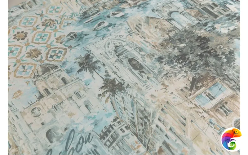 KM6603 Обои виниловые Впечатление мотив, голубой  (1, Т B)