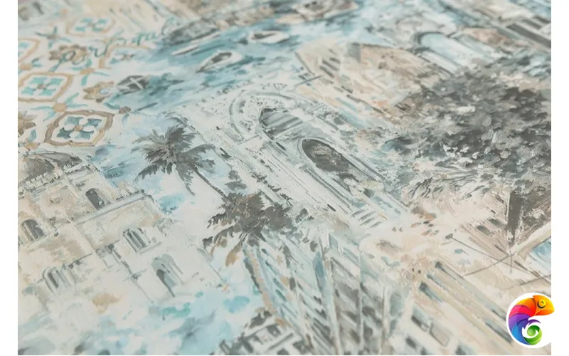 KM6603 Обои виниловые Впечатление мотив, голубой  (1, Т B)