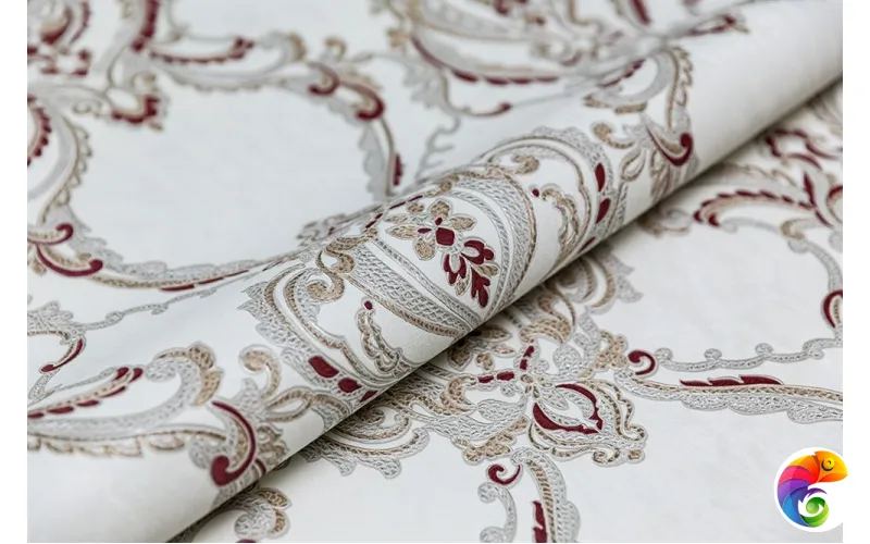 KM7704 Обои виниловые Ориент мотив, белый красный (1, Т A) прямая стыковка