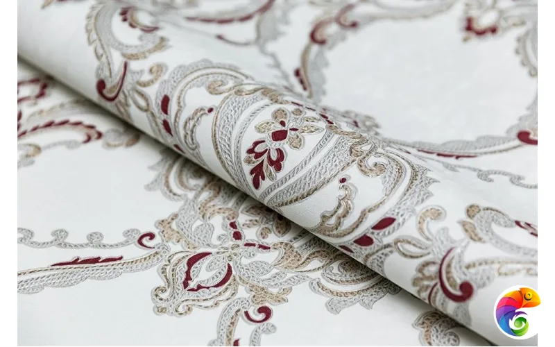 KM7704 Обои виниловые Ориент мотив, белый красный (1, Т A) прямая стыковка