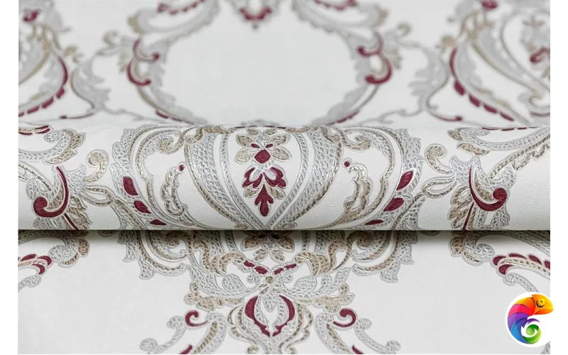 KM7704 Обои виниловые Ориент мотив, белый красный (1, Т A) прямая стыковка