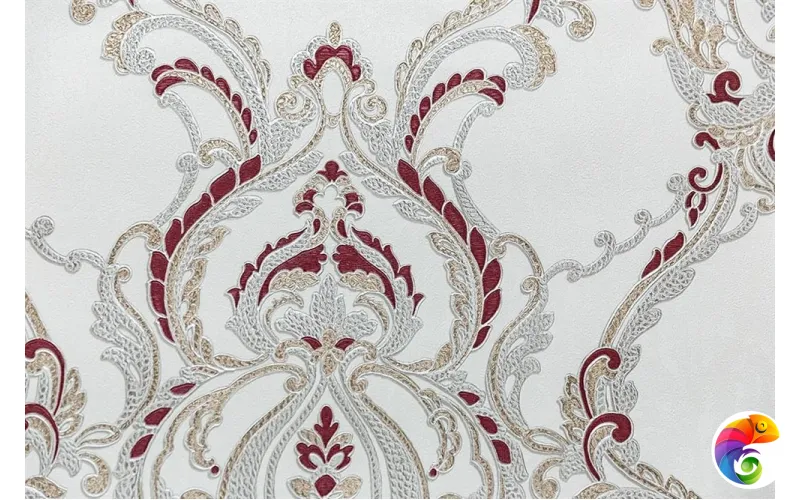 KM7704 Обои виниловые Ориент мотив, белый красный (1, Т A) прямая стыковка