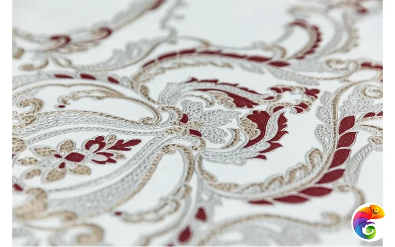 KM7704 Обои виниловые Ориент мотив, белый красный (1, Т A) прямая стыковка