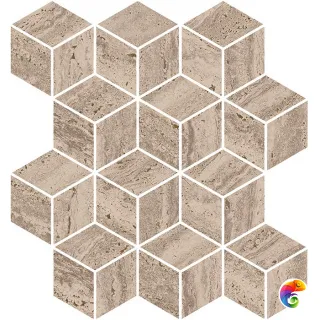 KMD2MSM017BR Декор Про Травертин мозаичный бежевый тёмный матовый обрезной 34,5x37x0,9