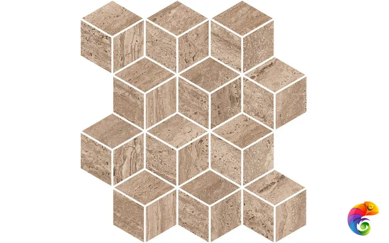 KMD2MSM018BR Декор Про Травертин мозаичный коричневый светлый матовый обрезной 34,5x37x0,9