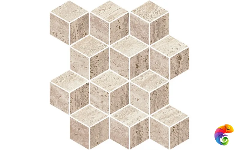 KMD2MSM019BR Декор Про Травертин мозаичный микс матовый обрезной 34,5x37x0,9