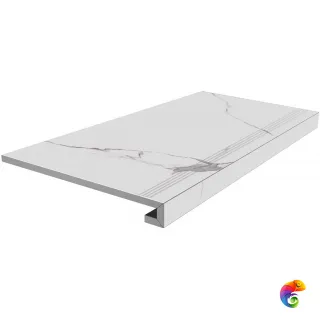 SG849992R/GCF Ступень клееная Монте Тиберио белый лаппатированный 33x80x0,9