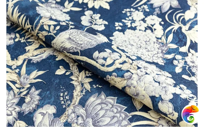 KM6505 Обои виниловые Азулежу мотив, синий  (1, Т C)