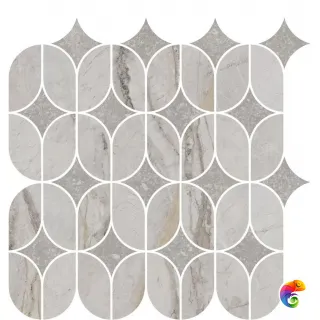 KMD2HID004BR Декор Ифран наборный серый светлый глянцевый обрезной 30x32,5x0,9