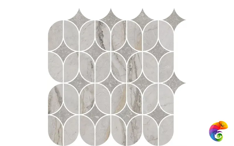 KMD2HID004BR Декор Ифран наборный серый светлый глянцевый обрезной 30x32,5x0,9