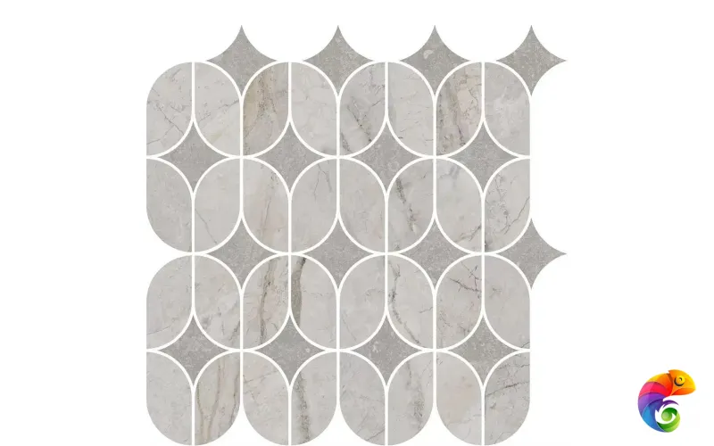 KMD2HID004BR Декор Ифран наборный серый светлый глянцевый обрезной 30x32,5x0,9