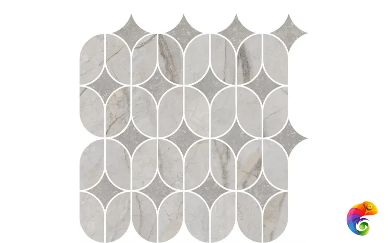 KMD2HID004BR Декор Ифран наборный серый светлый глянцевый обрезной 30x32,5x0,9