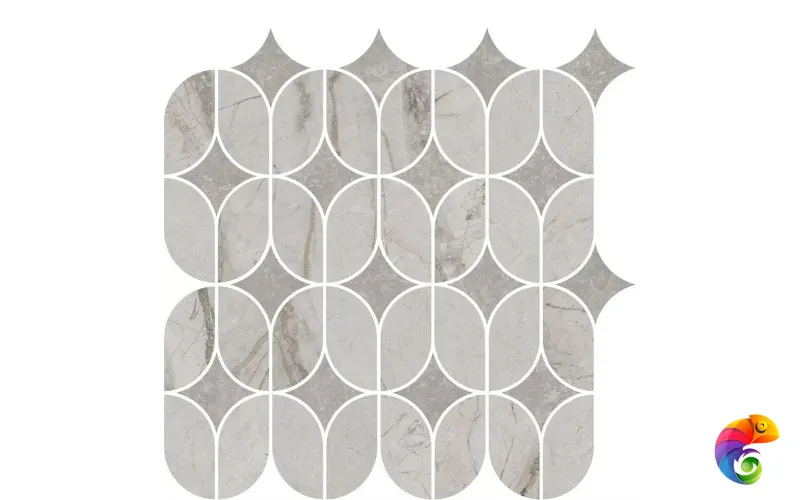 KMD2HID004BR Декор Ифран наборный серый светлый глянцевый обрезной 30x32,5x0,9