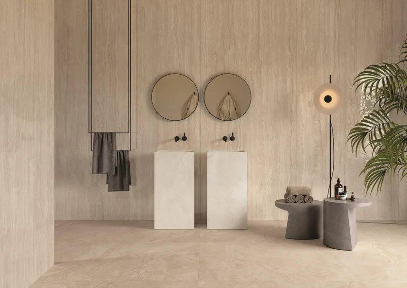 Керамогранит Provenza Unique Travertine Minimal  Cream Naturale 120x120